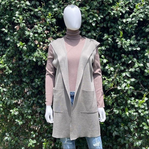 Evolution by Cyrus Light Green Long Loose Hood Open Cardigan - Picture 2 of 13